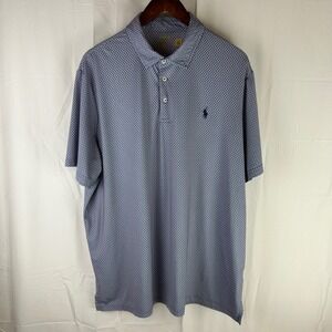 Polo Ralph Lauren Performance Polo Shirt Mens XL Blue Paisley Golf Short Sleeve